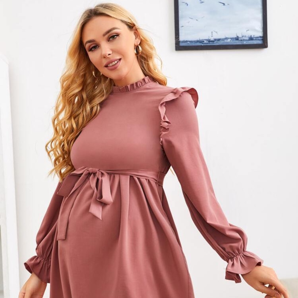 Blush pink maternity dress